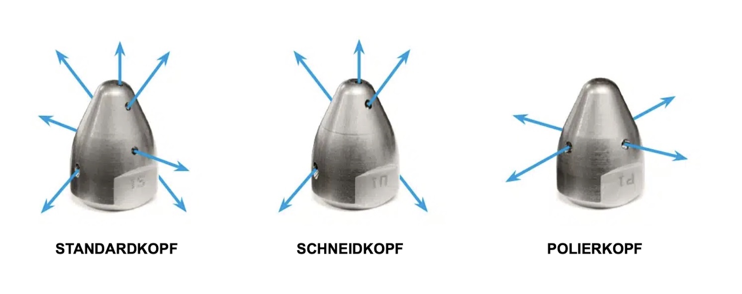 DERC Universaldüsen – verschiedene Kopfformen
